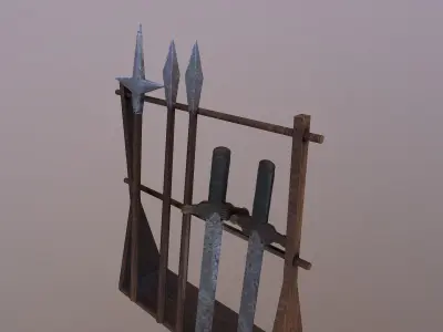  Spears and Sword Free low-poly 3D model