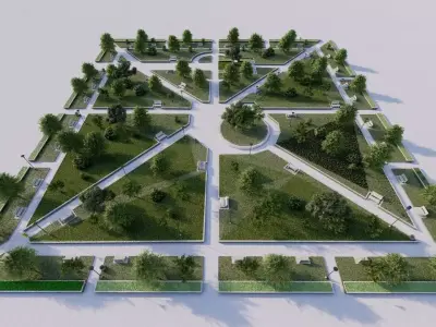 public park-Private Park Landscape 3D model 8