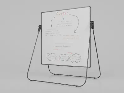 Customizable U-Stand Whiteboard Square Writing Board Low-poly 3D model