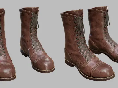 US WW2 Tactical Boots Low-poly 3D model