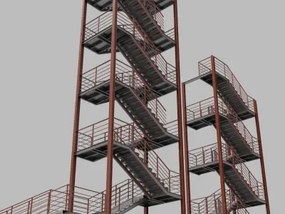 Metal stairs 3D model