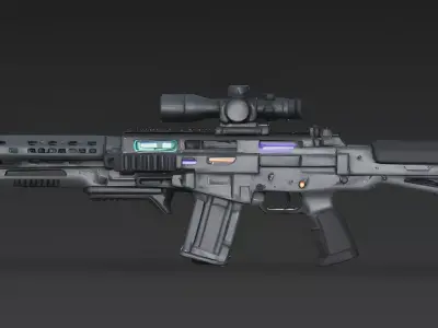 Realistic Sci-Fi Heavy Assault Rifle 3D Model Low-poly 3D model