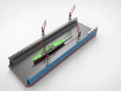 Floating docks Shipbuilding 3D model