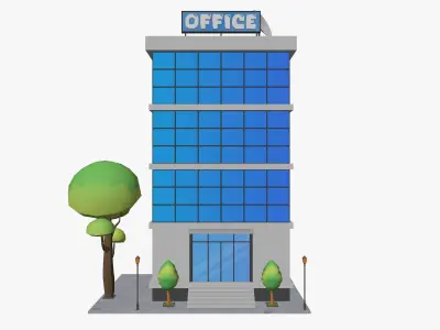 Cartoon Office Building Low-poly 3D model