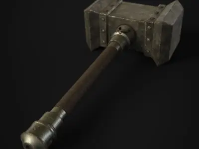 Medieval Hammer Low-poly 3D model