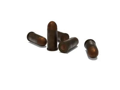Hand Gun Bullets and shells Low-poly 3D model
