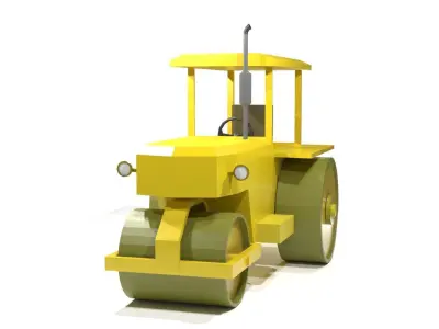  Old Road Roller 01 Low-poly 3D model