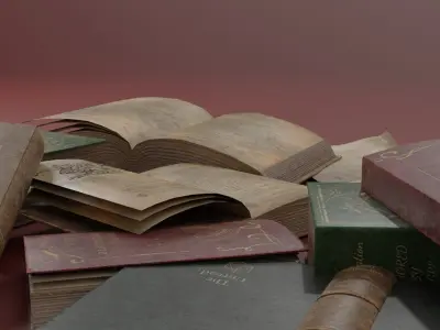 Old medieval  Books - PBR 4k textures Game Ready Low-poly 3D model