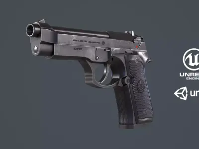 Beretta 92FS Low-poly 3D model get