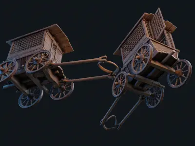 Medieval Prisoner Cart Low-poly 3D model