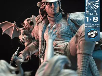 Gothic Vampire Hunter Rooftop Diorama STL Multi Part 1 8 Scale 3D print model
