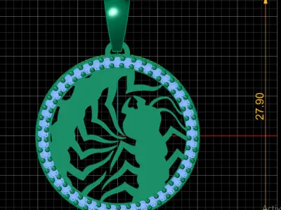 ZODIAC INSECT PENDANT 3D PRINTABLE MODEL 3D print model