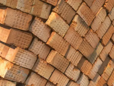 Pallet with red bricks 3D model