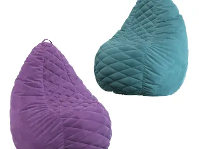 Bean Bag Spain XXL Velvet Yellow 3D model