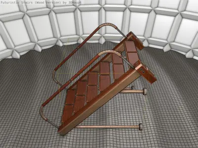 Wood Stairs Construction Element 17 Low-poly 3D model