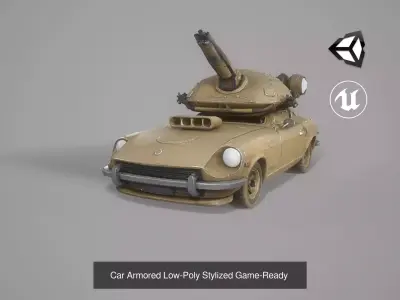 Car Armored Low-Poly Stylized Game-Ready Pack