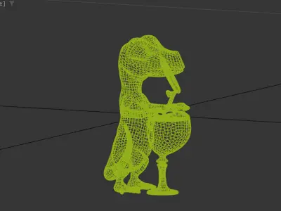 Lizard Holding Cocktail Low-poly 3D model