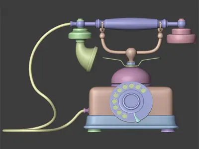 Vintage old rotary telephone 3D model