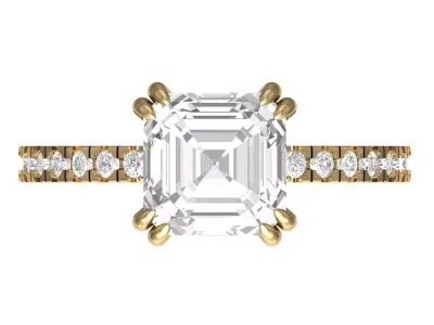  Asscher Solitair Ring 3D print model get