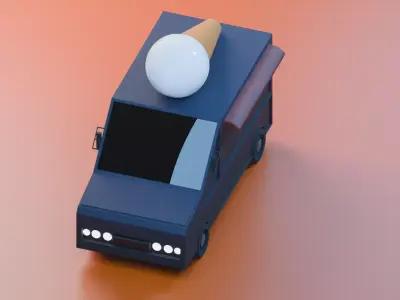 Ice Cream Truck 3d Model  Low-poly 3D model