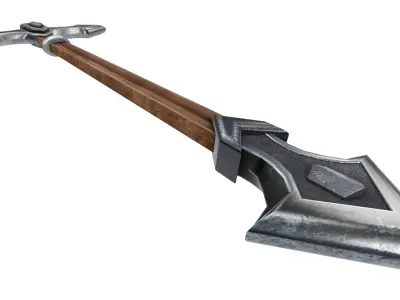 Low Poly Dark Battle Axe Decorated 3D Model Low-poly 3D model
