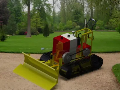 crawler bulldozer on road Free 3D model