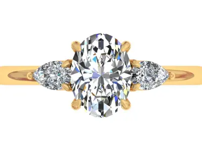 Oval And Pear Stone Engagement Ring 3D print model purchase