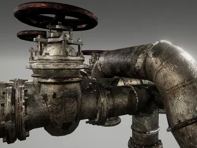 Rusted Pipes Pack  Low-poly 3D model