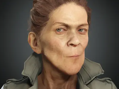 Detective mature woman - Rigged and Blendshapes Low-poly 3D model