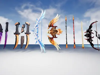 26 Stylized melee weapon assets 3D model