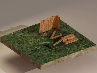 Building Foundation  Low-poly 3D model