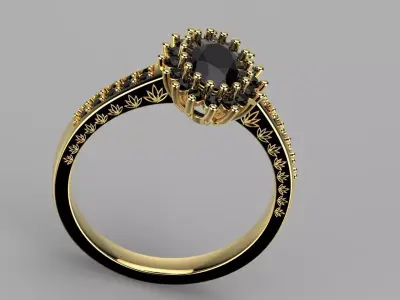 Black and White Diamond Vintage Engagement Ring 3D print model