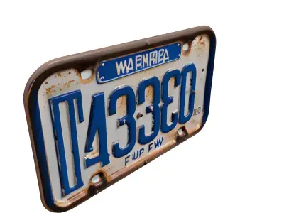 Vintage Rusty Metal License Plate 3D model