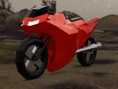 Motorcycle - Stylized - Lowpoly Low-poly 3D model
