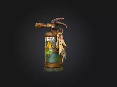 Post Fire Extinguisher Low-poly 3D model