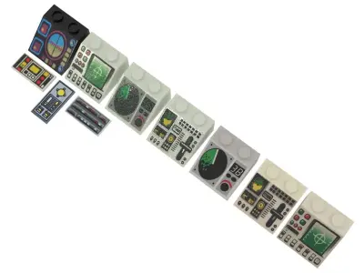 Lego Aircraft Indicators Set With Radars And Controllers 3D model