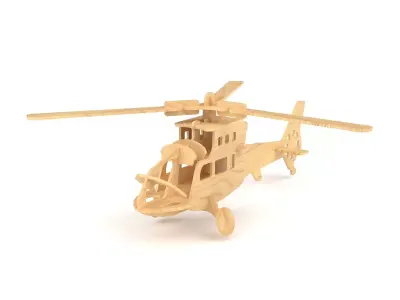 Wooden toy helicopter 06 3D model
