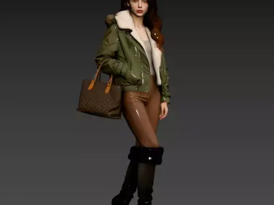 55- Office Worker Wearing Military Jacket and Bag 3D model
