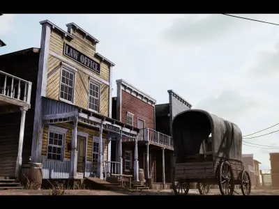 Western Town  Village Pack Low-poly 3D model