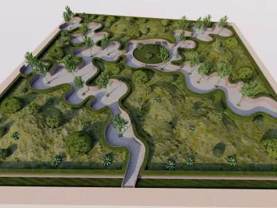 public park-Private Park Landscape 3D model 5