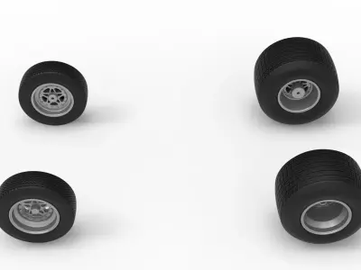 Wheel Set of Dirt Silver Crown Car Scale 1 to 25 3D print model