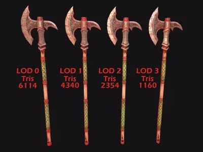 Medieval Axe Halberd Weapon Low-poly 3D model
