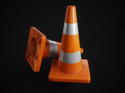 Traffic Cone Low-poly 3D model buy