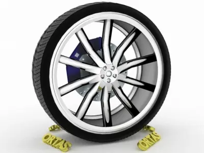 ORTAS CAR WHEEL RIM 135 GAME READY WHEEL RIM TIRE 3D model