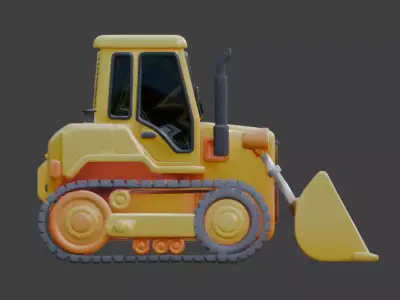 Summer Sand Construction Bulldozer 3D Model Low-poly 3D model