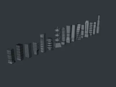 16 Buildings Pack Sci-Fi Cityscape Free 3D model