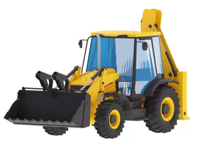 Loader Backhoe Wheeled 3CX Low-poly 3D model