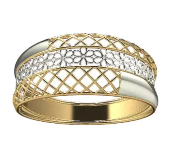RING106 gold and silver ring with diamonds 3D model