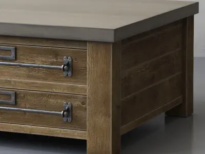 ZINC-TOP MERCANTILE COFFEE TABLE 55in 3D model