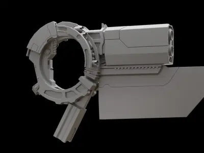 Mecha hard surface submachine gun 3D model